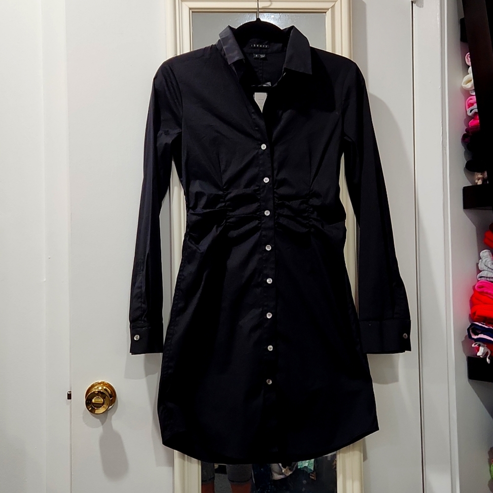 Theory black button up dress